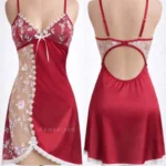 Premium Satin Lace Night Dress for Women – Elegant Floral Slip Lingerie - Image 3