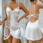 Premium Satin Lace Night Dress for Women – Elegant Floral Slip Lingerie - Image 2