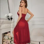 Luxury Long Lace Night Gown for Women – Elegant Sheer Maxi Nightwear - Image 3