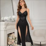 Luxury Long Lace Night Gown for Women – Elegant Sheer Maxi Nightwear - Image 2